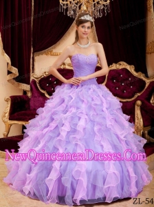 Fashionable Ball Gown Sweetheart Organza Beading Quinceanera Dress in Lavender