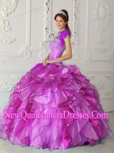 Fuchsia With Satin and Organza Beading New Style Quinceanera Dress
