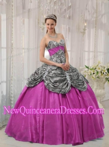 Luxurious Ball Gown Sweetheart Taffeta and Zebra Ruffles Quinceanera Dress