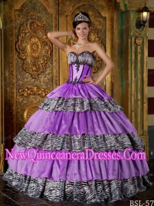 Luxurious Ball Gown Sweetheart With Zebra Ruffles New Style Quinceanera Dress