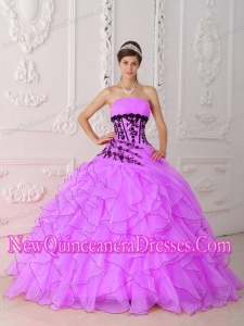 Luxurious Hot Pink Strapless Appliques and Ruffles Quinceanera Dresses