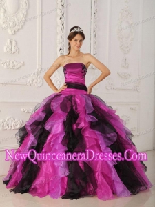 Multi-color Ball Gown Strapless With Appliques and Ruffles New Style Quinceanera Dress