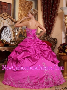 New Style Quinceanera Dress In Hot Pink With Taffeta Embroidery And Beading