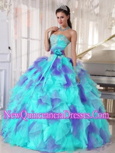 Perfect Ball Gown Sweetheart Organza Floor-length Appliques Quinceanera Dress