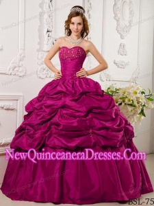 Perfect Hot Pink Ball Gown Sweetheart Floor-length Tafftea Appliques Quinceanera Dress