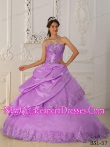 Perfect Lavender A-Line / Princess Sweetheart Floor-length Taffeta and Tulle Beading Quinceanera Dress