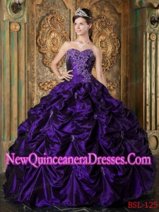 Purple Ball Gown Sweetheart Picks-up Taffeta Fashionable Quinceanera Dress