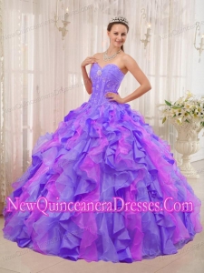 Sweetheart Organza Appliques Luxurious Quinceanera Dresses in Multi-colored