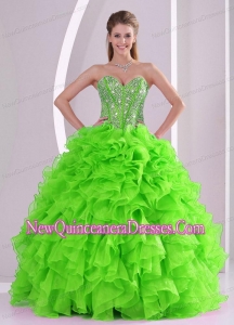 2014 Spring Puffy Sweetheart Beading Simple Quinceanera Dresses with Full Length