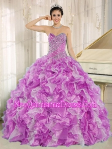 A Fuchsia Beaded Bodice and Ruffles Custom Made For 2013 New Style Quinceanera Dress