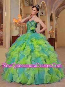 Fashionable Clorful Ball Gown Sweetheart Ruffles Organza Quinceanera Dress
