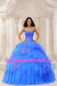 Perfect Custom Made Aqua Blue Sweetheart Embroidery For Quinceanera Wear In 2013