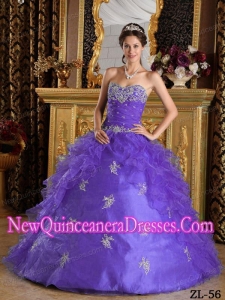 Plus Size Lavender Ball Gown Sweetheart Floor-length Ruffles Organza Quinceanera Dresses