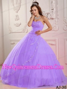 A Classical Sweetheart With Tulle Appliques Lavender Simple Quinceanera Dresses