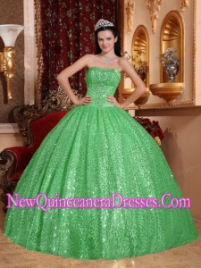 A Green Ball Gown Sweetheart Beading Simple Quinceanera Dresses
