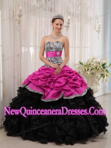 Brand New Hot Pink and Black Ball Gown Sweetheart Floor-length Puffy Sweet 16 Gowns