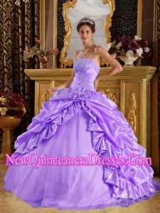 Lavender Ball Gown Floor-length Taffeta and Tulle Beading Quinceanera Dress