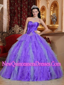 Lavender Ball Gown Sweetheart Tulle Beading Popular Quinceanera Gowns