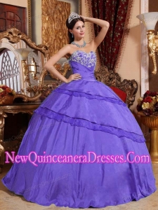Plus Size Ball Gown Sweetheart Floor-length Taffeta with Appliques Quinceanera Dresses