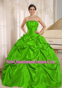 Plus Size Green Ball Gown Quinceanera Dress With Pick-ups For Custom Made Taffeta Quinceanera Dresses