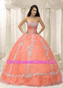 Plus Size Orange Sweetheart Appliques and Beaded Decorate For 2013 Quinceanera Dresses