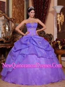 Plus Size Purple Ball Gown Strapless Floor-length Organza with Beading Quinceanera Dresses