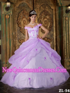 Popular Lavender Ball Gown Off The Shoulder Appliques Quinceanera Gowns