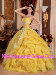 Popular Yellow Ball Gown Sweetheart Beading Quinceanera Gowns