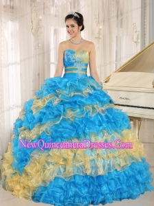 Retty Stylish Multi-color 2013 Quinceanera Dress Ruffles With Appliques Sweetheart