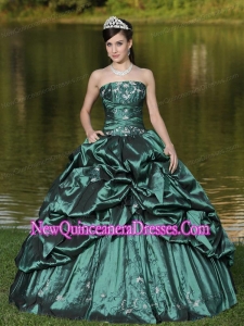 Custom Size Strapless Cute Sweet 16 Dresses Beaded Decorate With Green