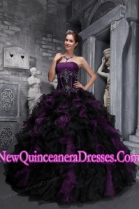 Plus Size Exclusive Strapless Taffeta and Organza Appliques and Ruffles Multi-color Quinceanera Dresses