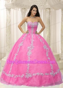 Puffy Pink Sweetheart Appliques and Beaded Decorate For 2015 Sweet 16 Gowns