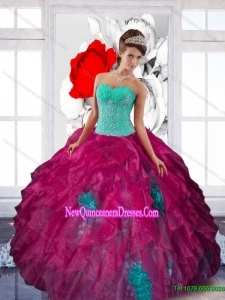 Fashionable Sweetheart Appliques and Ruffles 2015 Quinceanera Dresses in Multi Color
