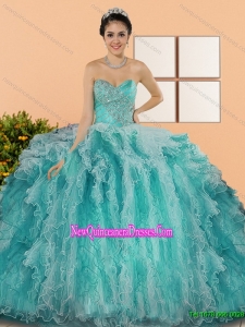 2015 Custom Made Sweetheart Quinceanera Dresses with Appliques and Ruffles