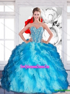 2015 New Style Sweetheart Multi Color Quinceanera Dresses with Beading and Ruffled Layers
