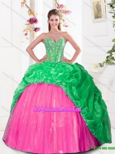 2015 New Style Sweetheart Quinceanera Gown with Beading and Pick Ups