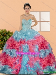 Custom Made Multi Color 2015 Quinceanera Dresses with Beading and Ruffles
