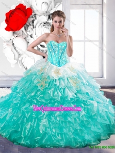 Custom Made Sweetheart Ball Gown Quinceanera Dresses with Beading and Ruffles