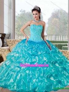 Elegant Beading and Ruffles Sweetheart Quinceanera Dresses for 2015