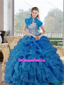 Elegant Beading and Ruffles Sweetheart Quinceanera Gown for 2015