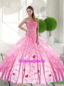 Elegant Sweetheart 2015 Quinceanera Dresses with Appliques and Ruffled Layers