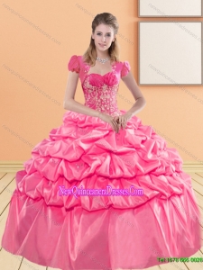 Elegant Sweetheart 2015 Quinceanera Gown with Appliques and Pick Ups