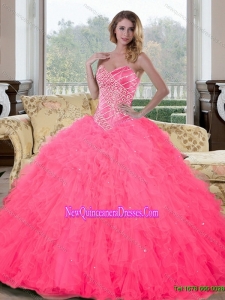 Elegant Sweetheart Beading and Ruffles Quinceanera Gown for 2015