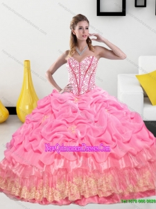 New Style Sweetheart 2015 Quinceanera Gown with Pick Ups and Beading