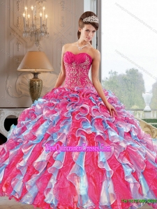 2015 Classical Ball Gown Quinceanera Dress with Appliques and Ruffles