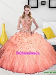 2015 Classical Beading and Ruffles Sweetheart Quinceanera Dresses