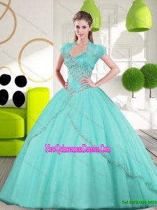 2015 Fashionable Sweetheart Ball Gown Quinceanera Gown with Appliques