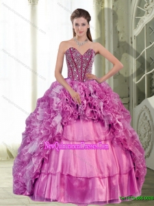 2015 Fashionable Sweetheart Beading and Ruffles Dress for Quinceanera