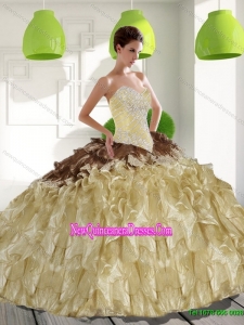 2015 Fashionable Sweetheart Quinceanera Dresses with Beading and Ruffles