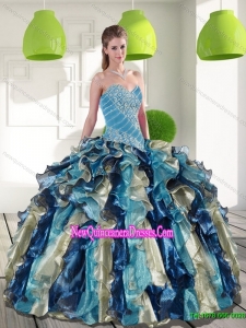 Classical Multi Color Quinceanera Dresses with Beading and Ruffles for 2015